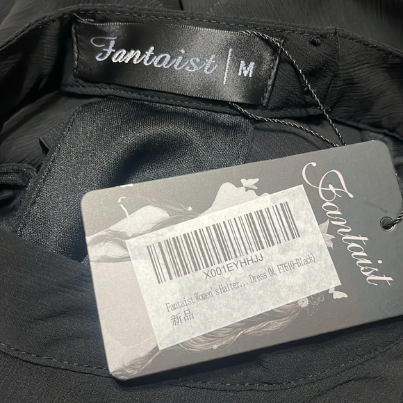 Fantaist Women’s Black Halter Dress size M with lace hem - Picture 6 of 9